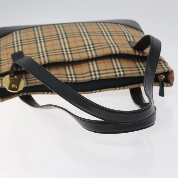 BURBERRY Nova Check Shoulder Bag Canvas Beige Gold - Picture 7 of 16